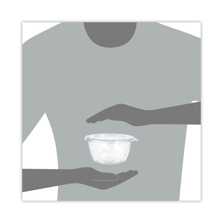 SafeSeal Tamper-Resistant, Tamper-Evident Bowls with Flat Lid, 16 oz, 5.5" Diameter x 2.7" h, Clear, Plastic, 240/Carton