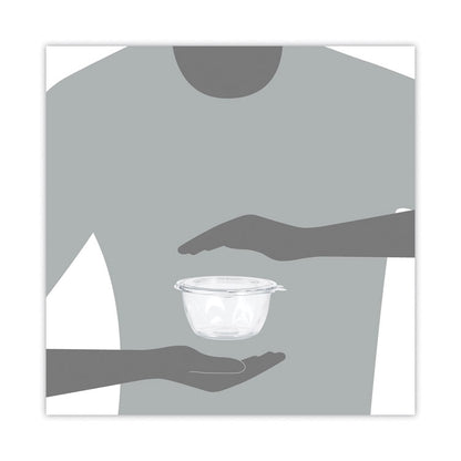 SafeSeal Tamper-Resistant, Tamper-Evident Bowls with Flat Lid, 16 oz, 5.5" Diameter x 2.7" h, Clear, Plastic, 240/Carton