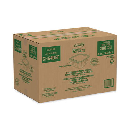 ClearPac SafeSeal Tamper-Resistant/Evident Containers, Flat Lid, 64 oz, Clear, Plastic, 100/Bag, 2 Bags/Carton