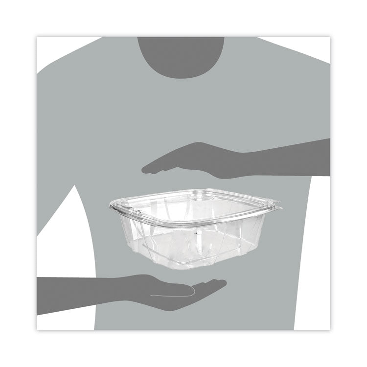 ClearPac SafeSeal Tamper-Resistant/Evident Containers, Flat Lid, 48 oz, Clear, Plastic, 100/Bag, 2 Bags/Carton
