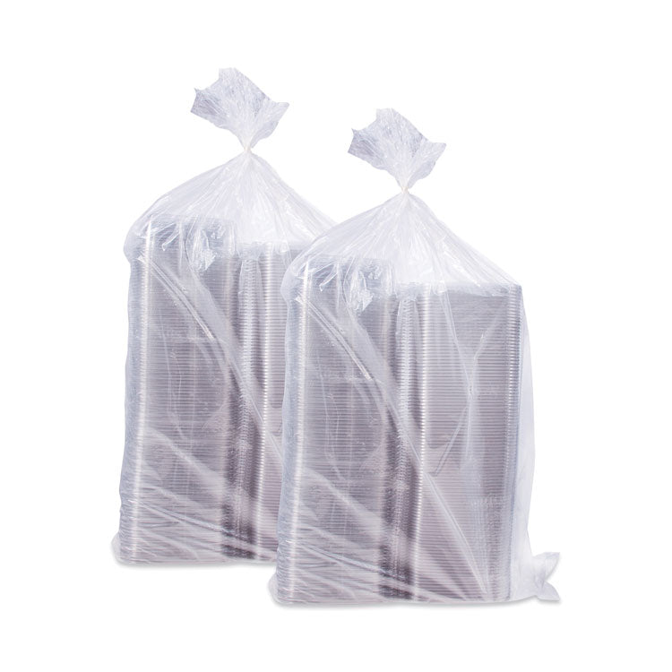 ClearPac SafeSeal Tamper-Resistant/Evident Containers, Flat Lid, 35 oz, Clear, Plastic, 100/Bag, 2 Bags/Carton