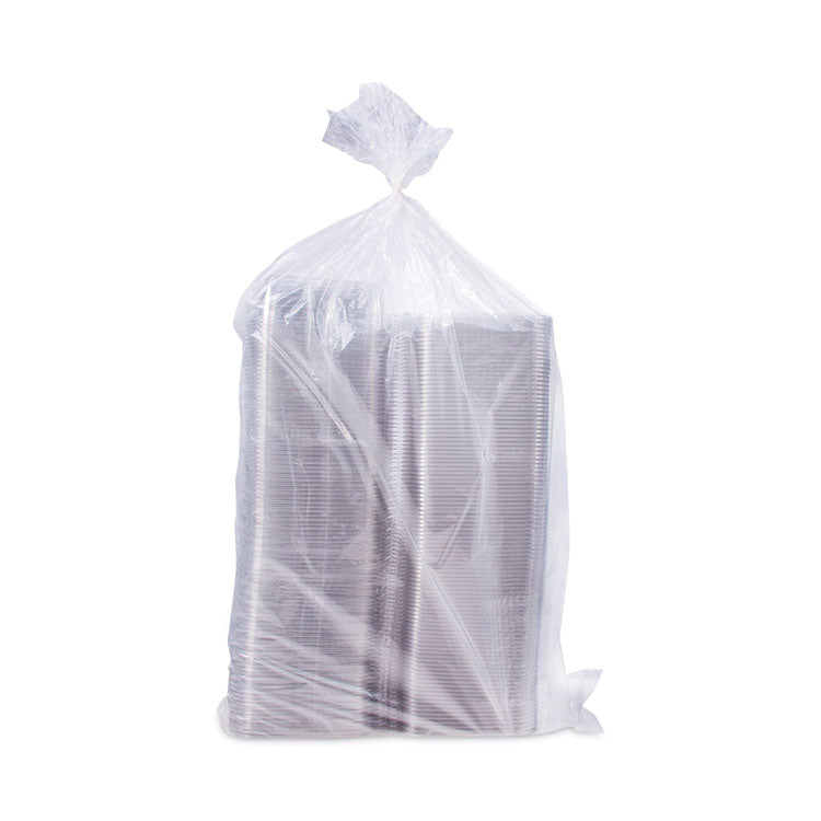 ClearPac SafeSeal Tamper-Resistant/Evident Containers, Flat Lid, 35 oz, Clear, Plastic, 100/Bag, 2 Bags/Carton
