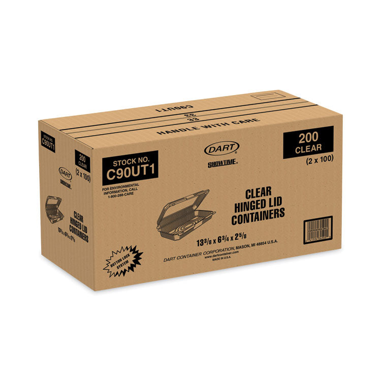 StayLock Clear Hinged Lid Containers, 50.2 oz, 6.8 x 13.4 x 2.6, Plastic, 200/Carton