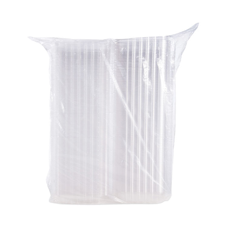ClearSeal Hinged-Lid Plastic Containers, 8.3 x 8.3 x 3, Clear, Plastic, 250/Carton