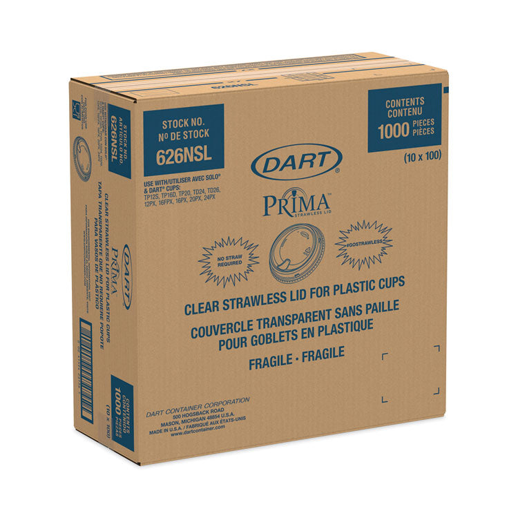 Prima Strawless Plastic Lids, Fits 12 oz to 26 oz Cold Cups, Clear, 1,000/Carton