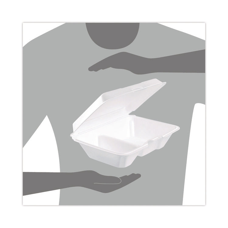 Foam Hinged Lid Containers, 6.4 x 9.33 x 2.9, White, 100/Bags, 2 Bags/Carton