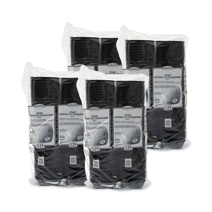 Foam Hinged Lid Containers, Large Sandwich, 6 x 5.9 x 3, Black, 125/Bag, 4 Bags/Carton