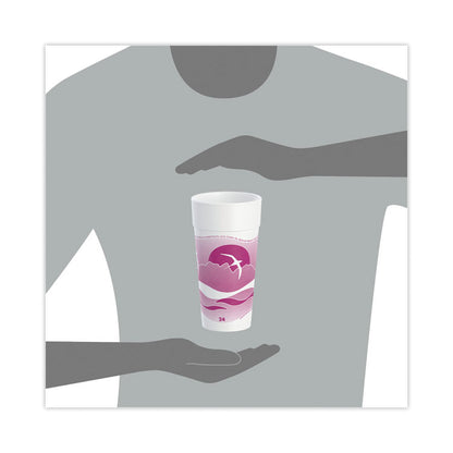 Horizon Hot/Cold Foam Drinking Cups, 24 oz, Mauve, 20/Bag, 25 Bags/Carton