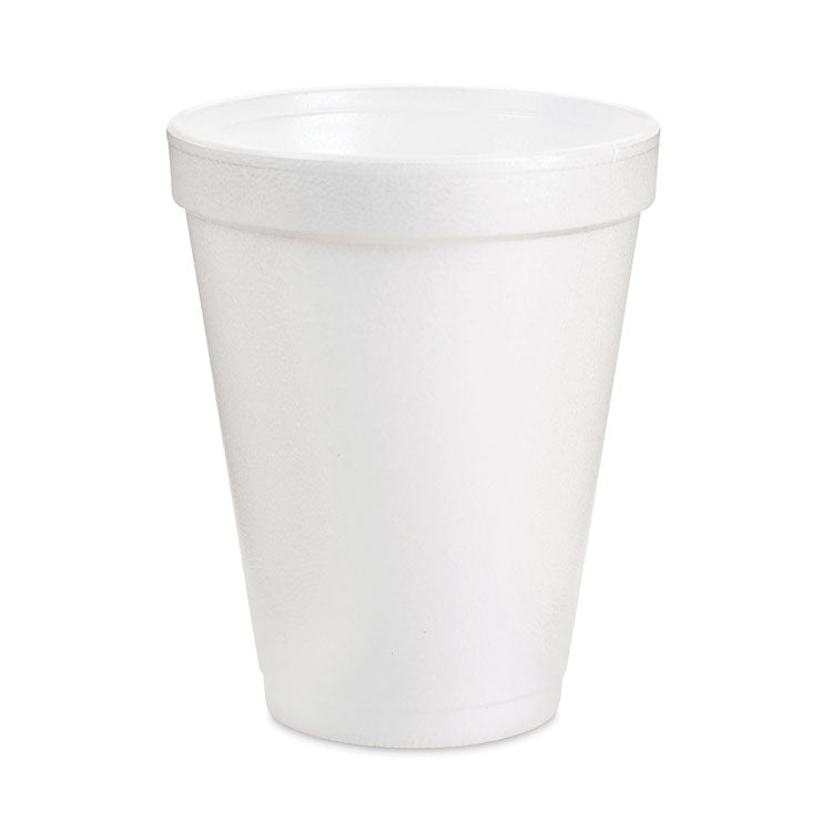 Small Foam Drink Cups, 12 oz, White, 24/Bag, 12 Bags/Carton