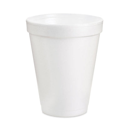 Small Foam Drink Cups, 12 oz, White, 24/Bag, 12 Bags/Carton