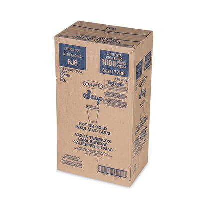 Foam Drink Cups, 6 oz, White, 25/Bag, 40 Bags/Carton