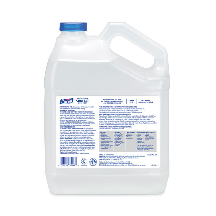 Foodservice Surface Sanitizer, Fragrance-Free, 1 gal Bottle
