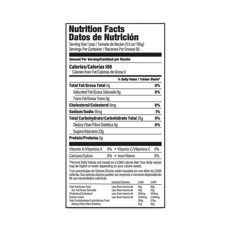 Giant Tropical Freezies Ice Pops, Fruit Punch, Guava, Mango, Pineapple, 5.5 oz Tube, 50/Carton