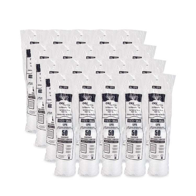 Conex ClearPro Plastic Cold Cups, 12 oz, Clear, 50/Sleeve, 20 Sleeves/Carton