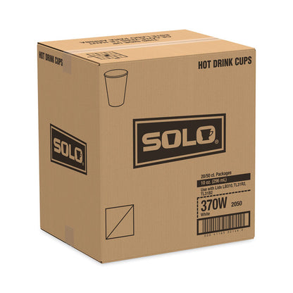 Single-Sided Poly Paper Hot Cups, 10 oz, White, 50/Sleeve, 20 Sleeves/Carton