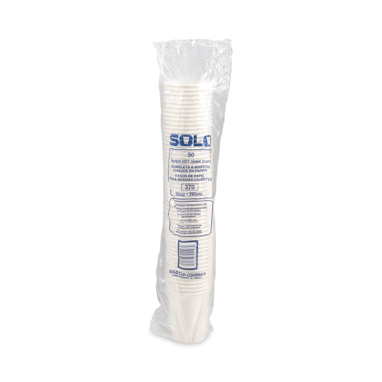 Single-Sided Poly Paper Hot Cups, 10 oz, White, 50/Sleeve, 20 Sleeves/Carton