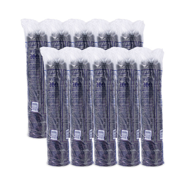 Optima Reclosable Lids for Hot Paper Cups, Fits 10 oz to 24 oz Hot Cups, Plastic, Black, 1,000/Carton