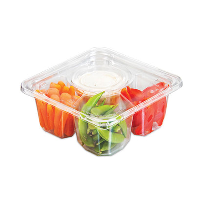 TamperGuard Snack Boxes, 3 Compartments, 6.3 x 6.3 x 2.6, Clear, Plastic, 300/Carton