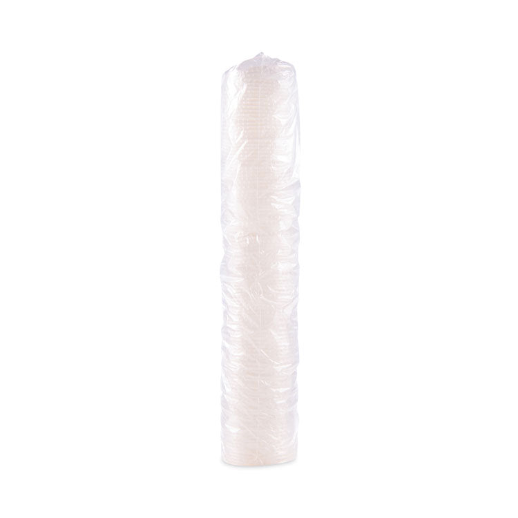Polystyrene Plastic Flat Straw-Slot Cold Cup Lids, Identification Buttons, Fits 28 oz Cold Cups, Translucent, 960/Carton