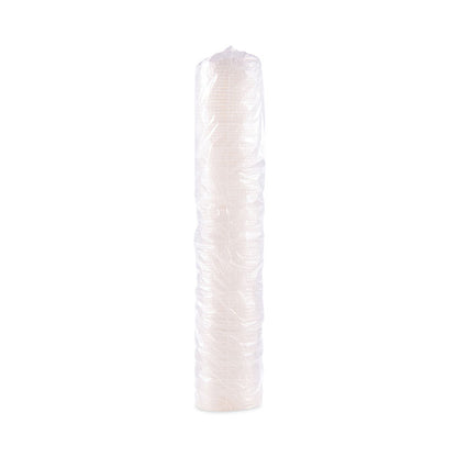 Polystyrene Plastic Flat Straw-Slot Cold Cup Lids, Identification Buttons, Fits 28 oz Cold Cups, Translucent, 960/Carton