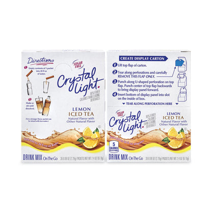 On-The-Go Sugar-Free Drink Mix, Iced Tea, 0.08 oz Single-Serving Tubes, Yield 20 oz/Single-Serving Tube, 30/Box, 2 Box/Carton