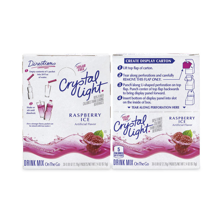 On-The-Go Sugar-Free Drink Mix, Raspberry Ice, 0.08 oz Single-Serving Tube, Yields 20 oz/Single-Serving, 30/PK, 2 PK/Carton
