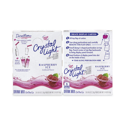 On-The-Go Sugar-Free Drink Mix, Raspberry Ice, 0.08 oz Single-Serving Tube, Yields 20 oz/Single-Serving, 30/PK, 2 PK/Carton