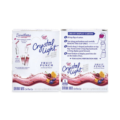 On-The-Go Sugar-Free Drink Mix, Fruit Punch, 0.11 oz Single-Serving Tubes, Yields 20 oz/Single-Serving, 30/Box, 2 Box/Carton