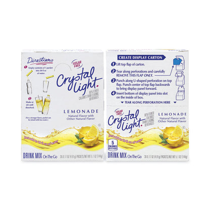 On-The-Go Sugar-Free Drink Mix, Lemonade, 0.17 oz Single-Serving Tubes, Yields 20 oz/Single-Serving, 30/Pack, 2 Packs/Carton