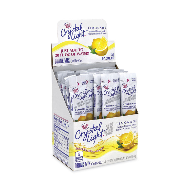 On-The-Go Sugar-Free Drink Mix, Lemonade, 0.17 oz Single-Serving Tubes, Yields 20 oz/Single-Serving, 30/Pack, 2 Packs/Carton