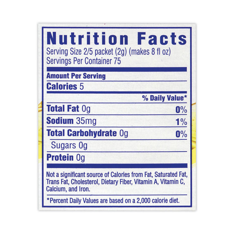 On-The-Go Sugar-Free Drink Mix, Lemonade, 0.17 oz Single-Serving Tubes, Yields 20 oz/Single-Serving, 30/Pack, 2 Packs/Carton