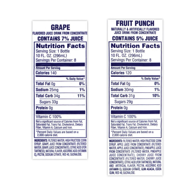 Fruit Juice Variety Pack, Fruit Punch, Grape, and Orange Pineapple, 10 oz Bottles, 24/Carton