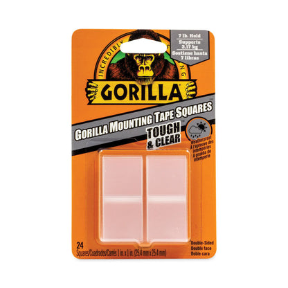 Tough and Clear Double-Sided Mounting Tape Squares, Permanent, Holds Up to 0.58 lb, 1" x 1", Clear, 24/Pack