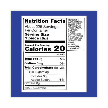 Original Bubble Gum Tub, 47.6 oz Tub, 225 Pieces