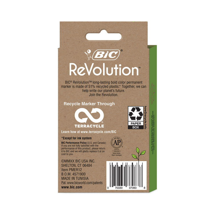 ReVolution Permanent Markers, Fine Bullet Tip, Assorted Colors, Dozen