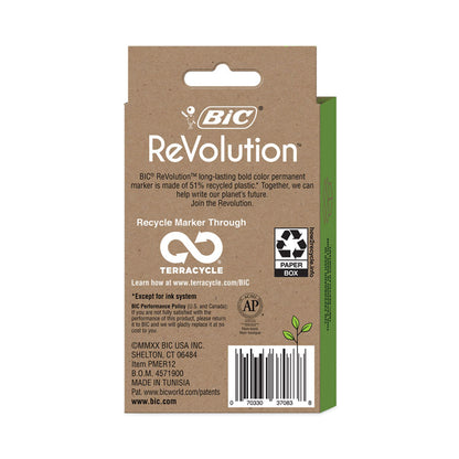 ReVolution Permanent Markers, Fine Bullet Tip, Assorted Colors, Dozen