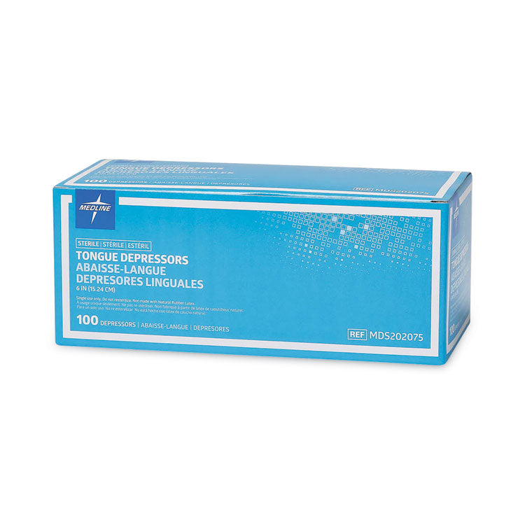 Sterile Tongue Depressors, Wood, 6" Long, 100/Box