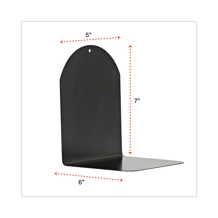 Magnetic Bookends, Magnetic Base, 6 x 5 x 7, Metal, Black, Pair