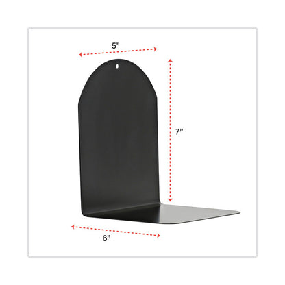 Magnetic Bookends, Magnetic Base, 6 x 5 x 7, Metal, Black, Pair
