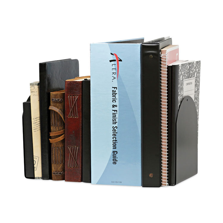 Magnetic Bookends, Magnetic Base, 6 x 5 x 7, Metal, Black, Pair
