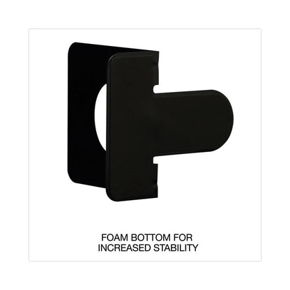 Jumbo Deluxe Economy Bookends, Nonskid Base, 5.88 x 8.25 x 9, Heavy Gauge Steel, Black, Pair
