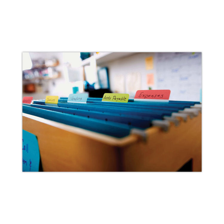 2" Plain Solid Color Angled Tabs, 1/5-Cut, Assorted Colors, 2" Wide, 24/Pack