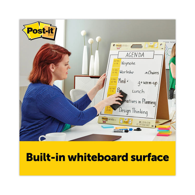 Pad Plus Self-Stick Tabletop Easel Pad with Dry Erase Board, Unruled, (20) White 20 x 23 Sheets