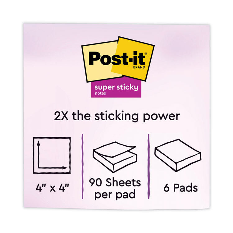 Pads in Supernova Neon Collection Colors, Note Ruled, 4" x 4", 90 Sheets/Pad, 6 Pads/Pack