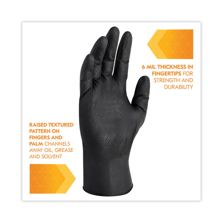 G10 Kraken Grip Nitrile Gloves, Powder-Free, 2X-Large, 6 mil Thick, 9.5" Long, Black, 90/Box, 10 Boxes/Carton
