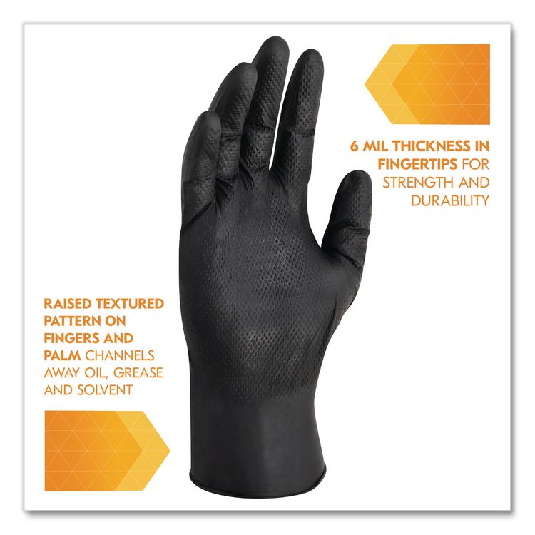 G10 Kraken Grip Nitrile Gloves, Small, 6 mil Thick, 9.5" Long, Black, 100/Box, 10 Boxes/Carton