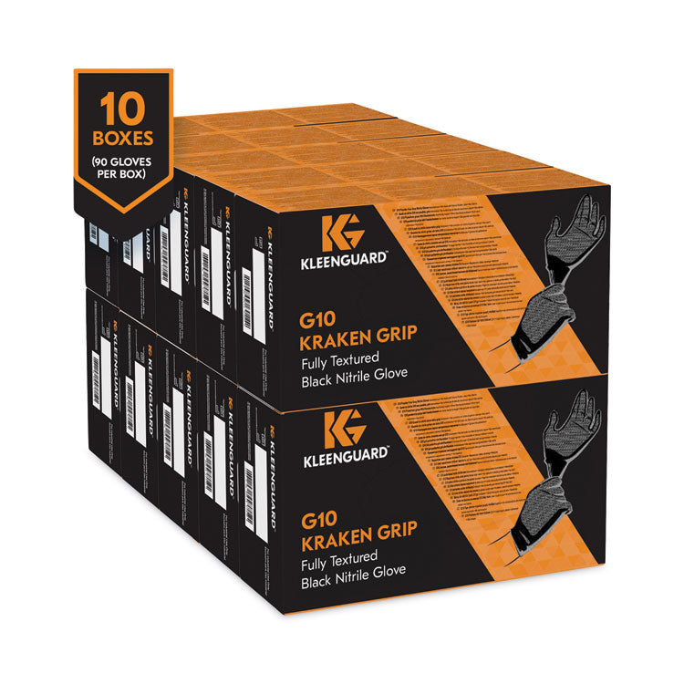 G10 Kraken Grip Nitrile Gloves, Powder-Free, 2X-Large, 6 mil Thick, 9.5" Long, Black, 90/Box, 10 Boxes/Carton