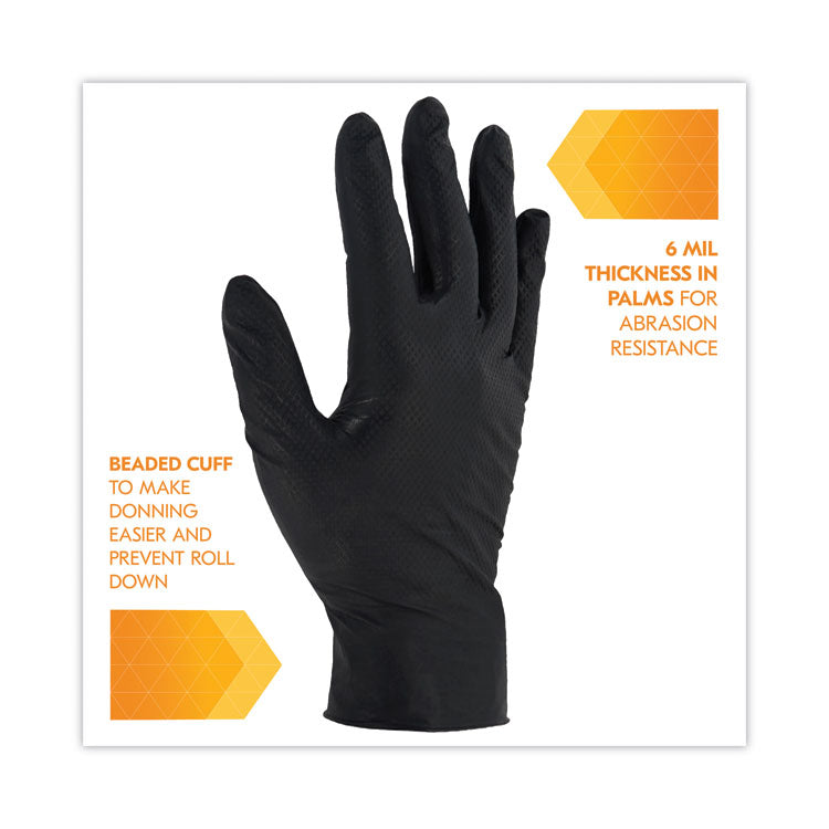G10 Kraken Grip Nitrile Gloves, Powder-Free, 2X-Large, 6 mil Thick, 9.5" Long, Black, 90/Box, 10 Boxes/Carton