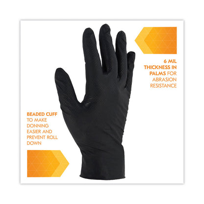 G10 Kraken Grip Nitrile Gloves, Powder-Free, 2X-Large, 6 mil Thick, 9.5" Long, Black, 90/Box, 10 Boxes/Carton