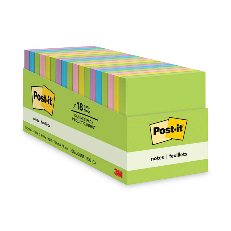 Original Pads in Floral Fantasy Collection Colors, 3" x 3", Cabinet Pack, 100 Sheets/Pad, 18 Pads/Pack